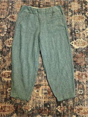 Poetry Light Teal Linen Blend Pants